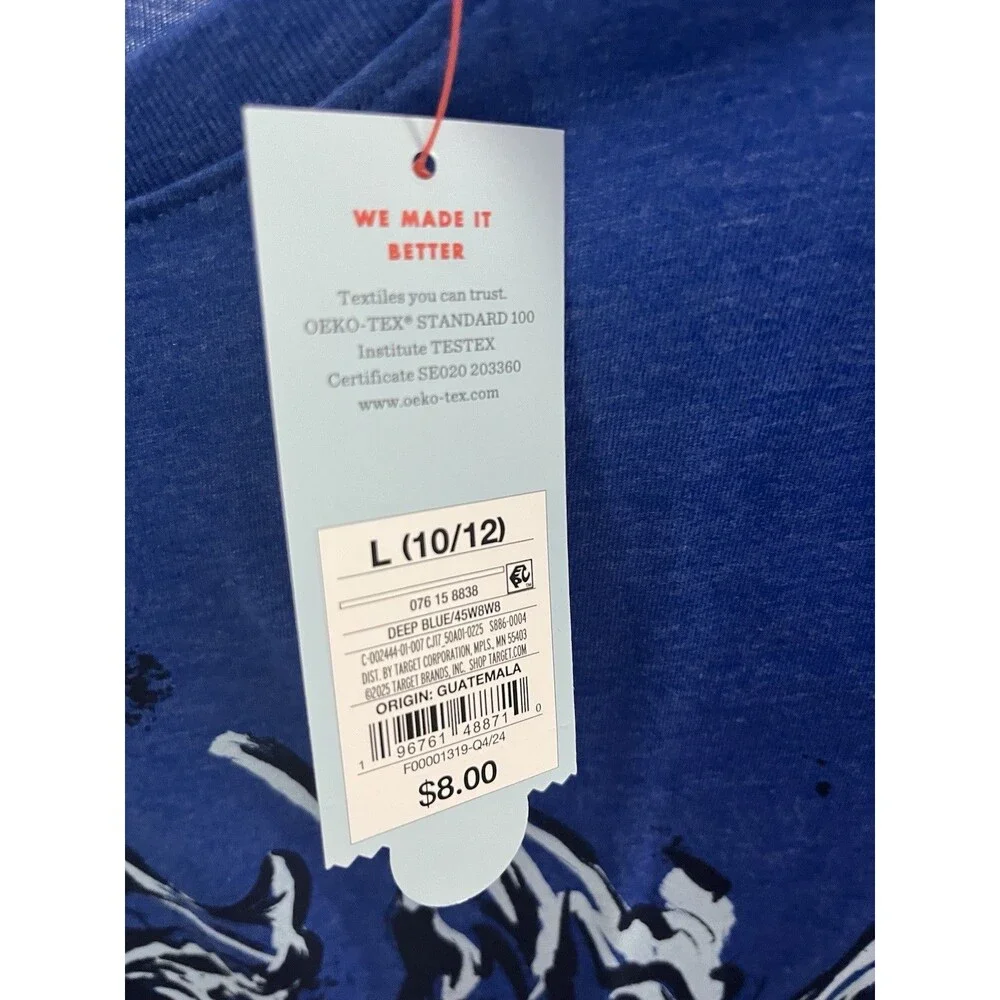 Cat & Jack Blue Dragon Graphic Print Long Sleeve Crew Neck Tee Boys L 10/12
